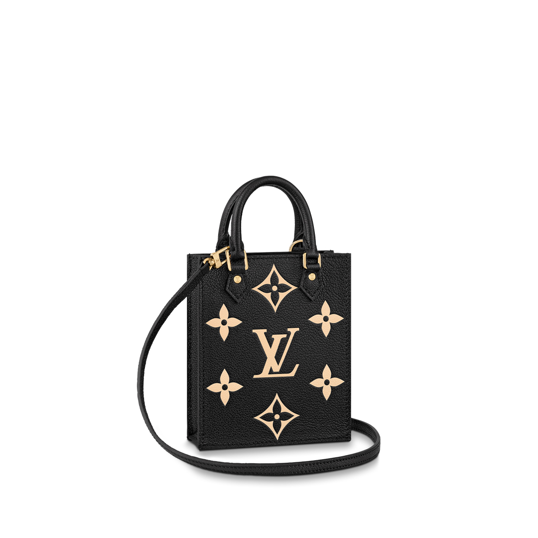 Louis Vuitton PETIT SAC PLAT Handbag Monogram Empreinte M53937 Black/Beige